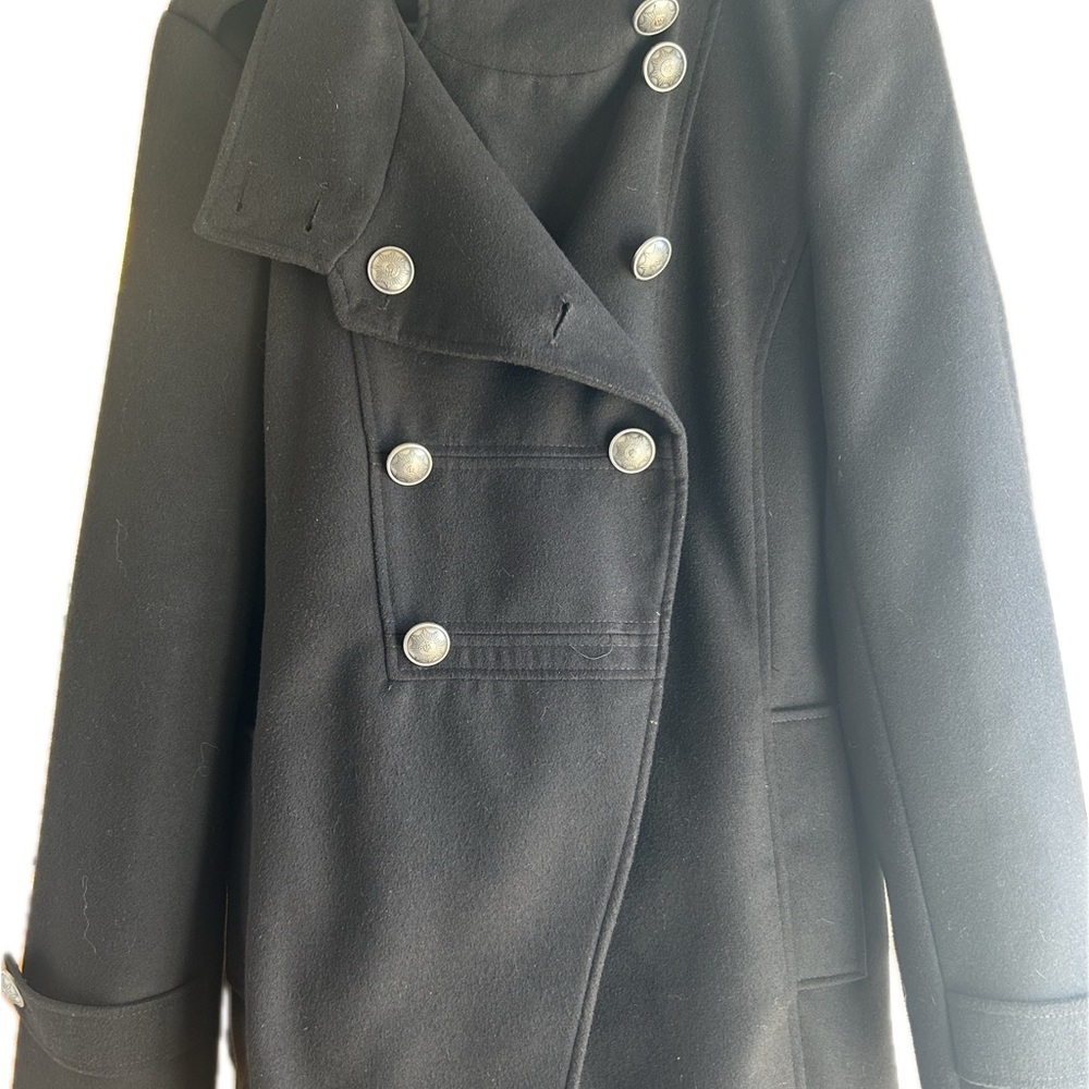 Grane Black Double-Breasted Pea Coat